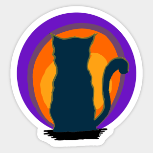 Cat Looking At Sunset Sticker